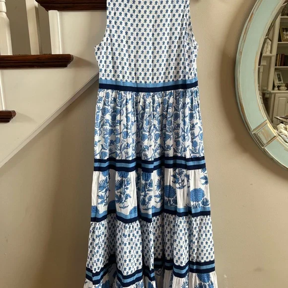 CHELSEA & Theodore Sleeveless Tiered Maxi Dress cotton small - Picture 5 of 7